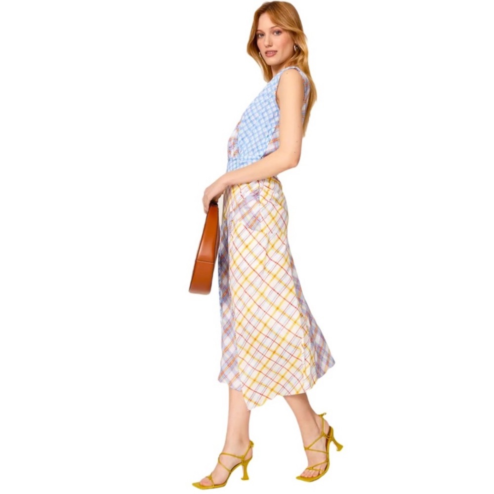 Veronica Beard Wixson Ruched Patchwork Midi Dress… - image 4